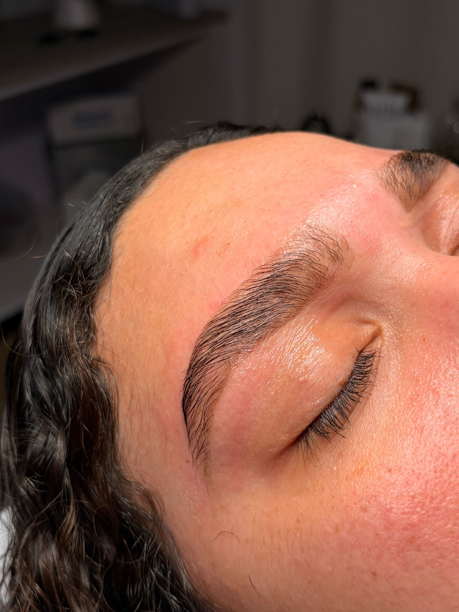 Brow lamination result close-up